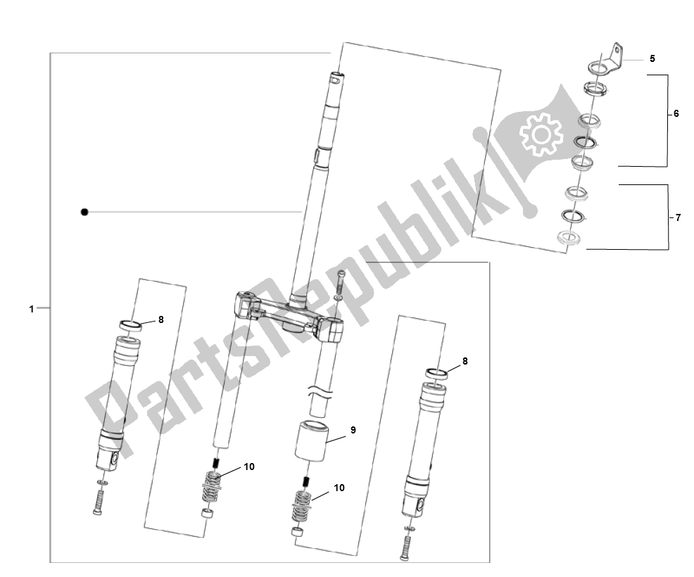 Tutte le parti per il Forcella Anteriore del Piaggio ZIP 50 4T 2006 2013 2000 - 2010