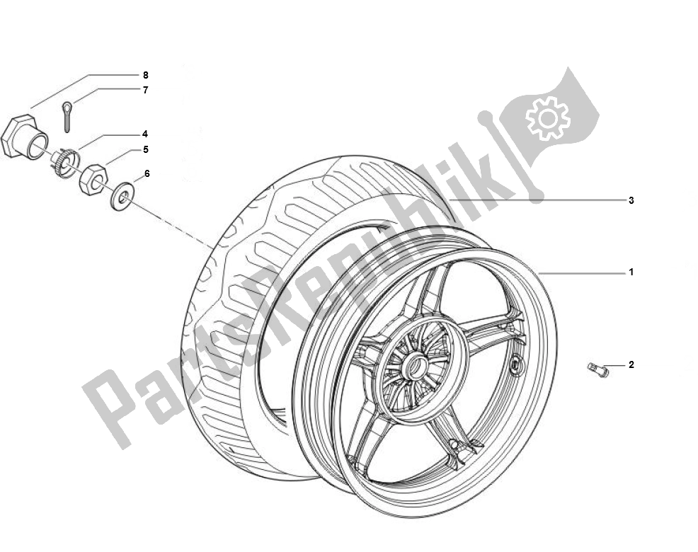 Tutte le parti per il Ruota Posteriore del Piaggio ZIP 50 4T 2006 2013 2000 - 2010