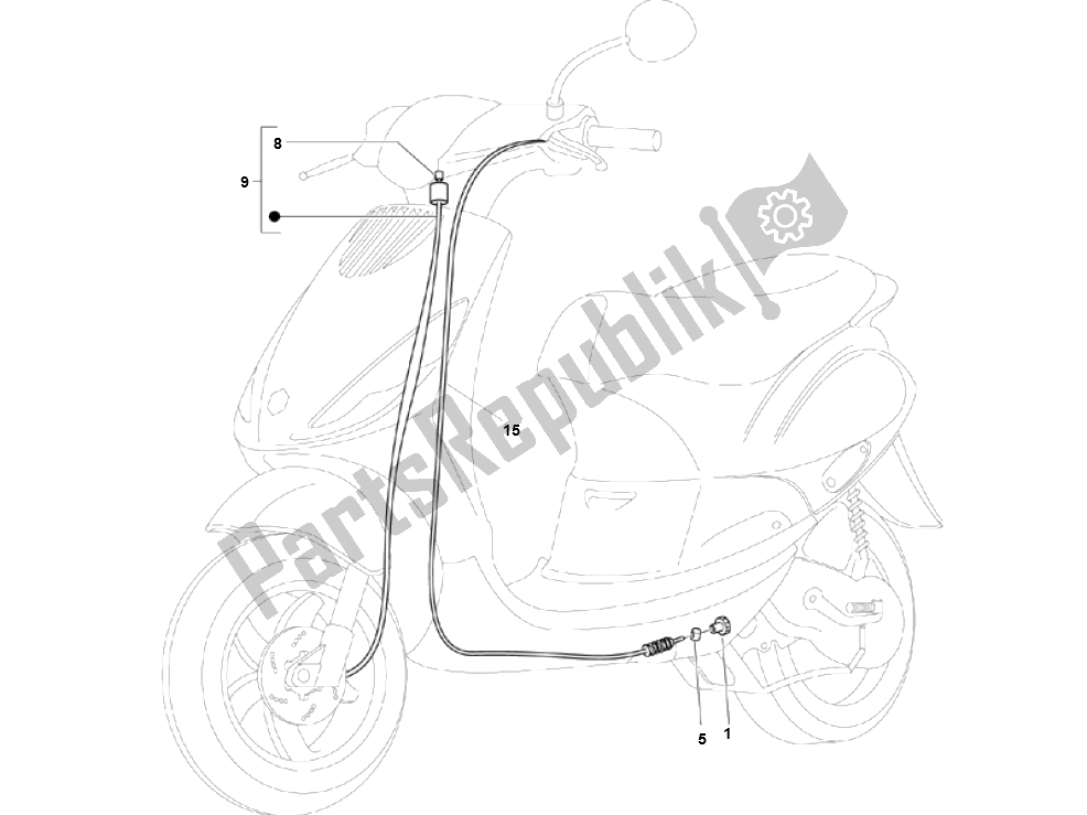 Tutte le parti per il Cavi del Piaggio ZIP 50 4T 2006 2013 2000 - 2010