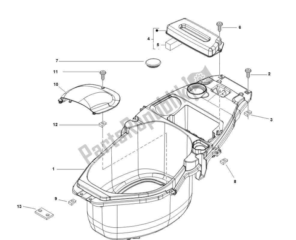 Tutte le parti per il Helmbak del Piaggio ZIP 50 4T 2006 2013 2000 - 2010