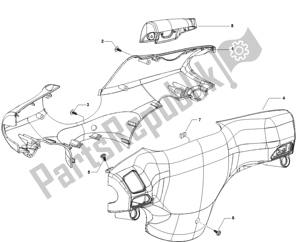 All parts for the Stuurkap of the Piaggio ZIP 50 4T 2006 2013 2000 - 2010