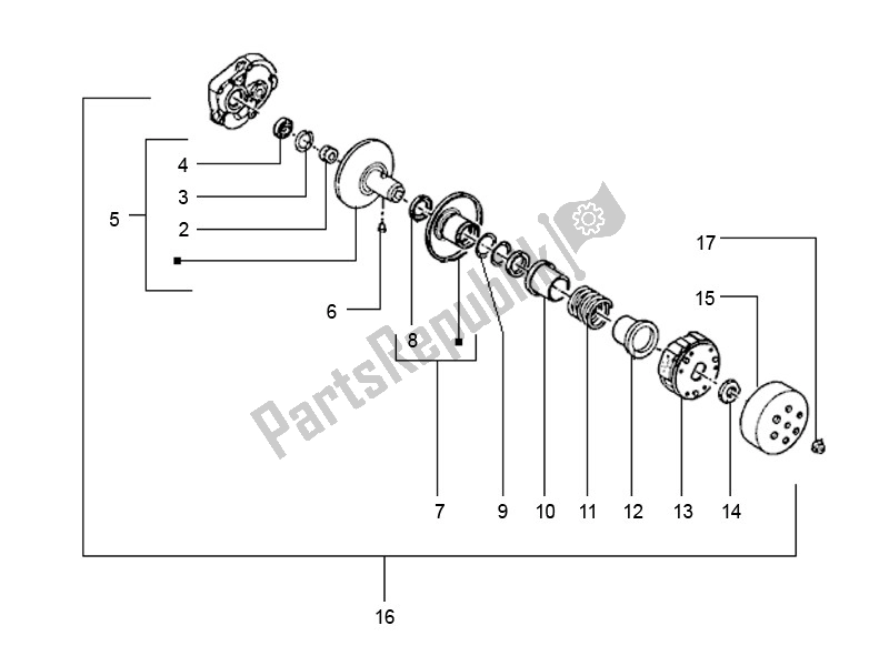 Tutte le parti per il Frizione del Piaggio ZIP 50 4T 2006 2013 2000 - 2010