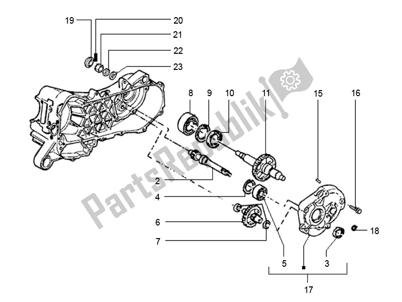 Tutte le parti per il Eindoverbrenging del Piaggio ZIP 50 4T 2006 2013 2000 - 2010