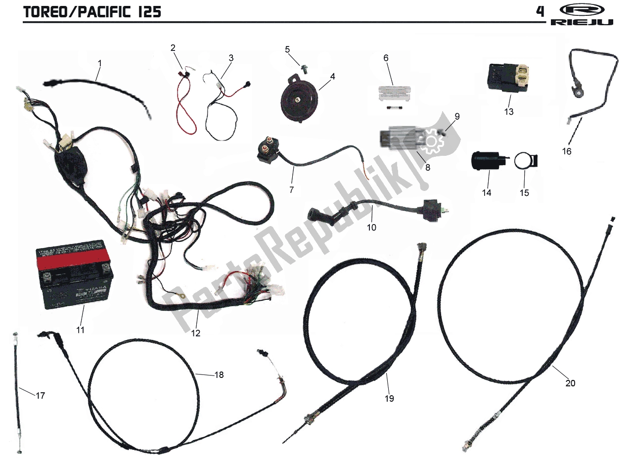 Alle onderdelen voor de Electronika van de Rieju Pacific 125 Grijs Toreo 50 2000 - 2010