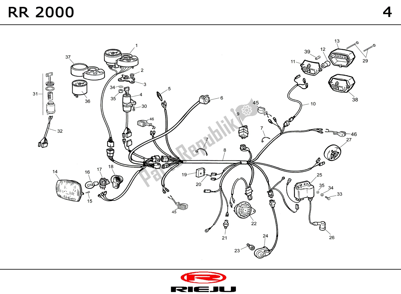 Alle onderdelen voor de Electrische Delen van de Rieju RR Castrol 2001 Voor 2005 50 2001