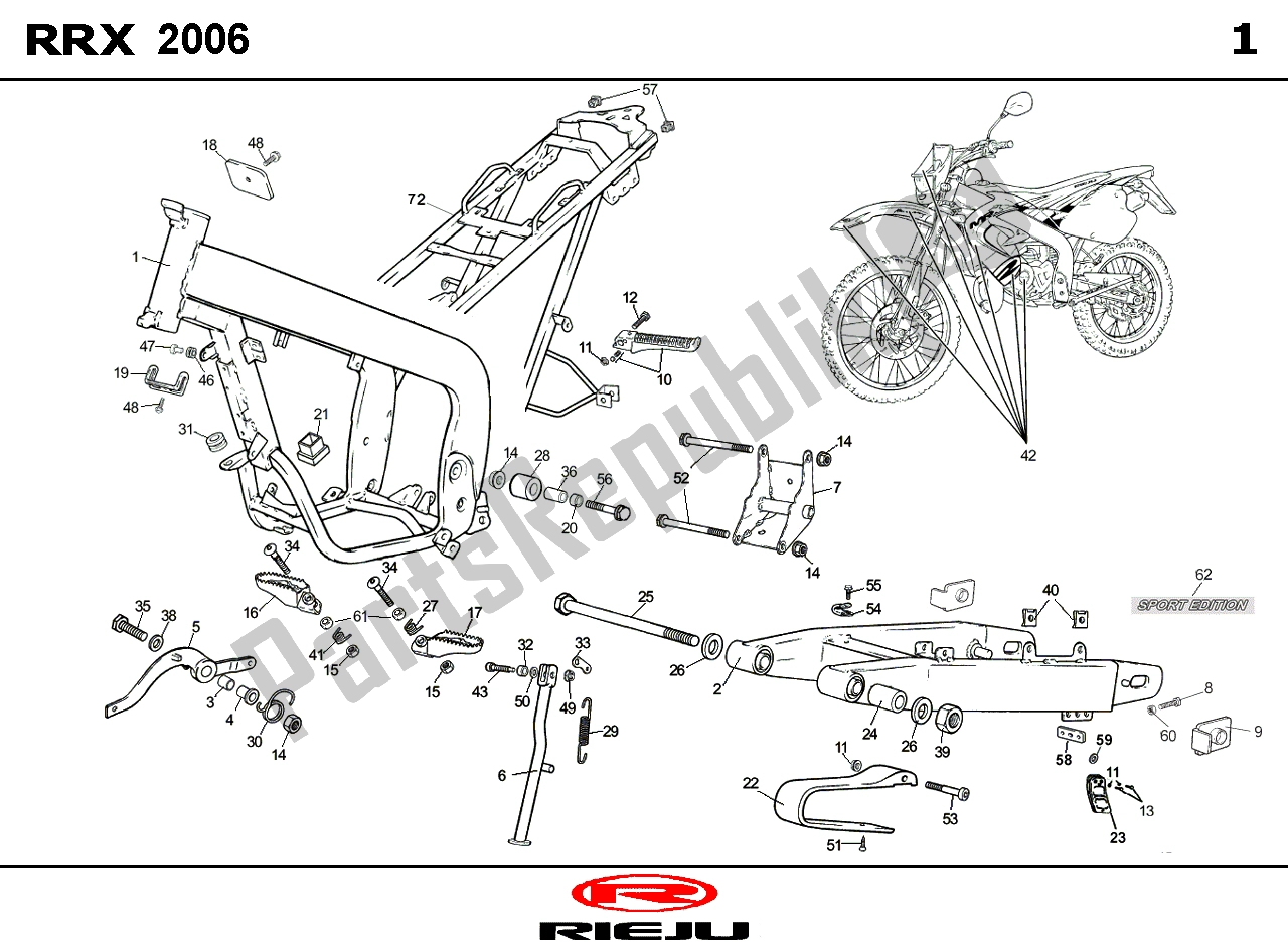 All parts for the Frame of the Rieju RRX Oranje 08 50 2008