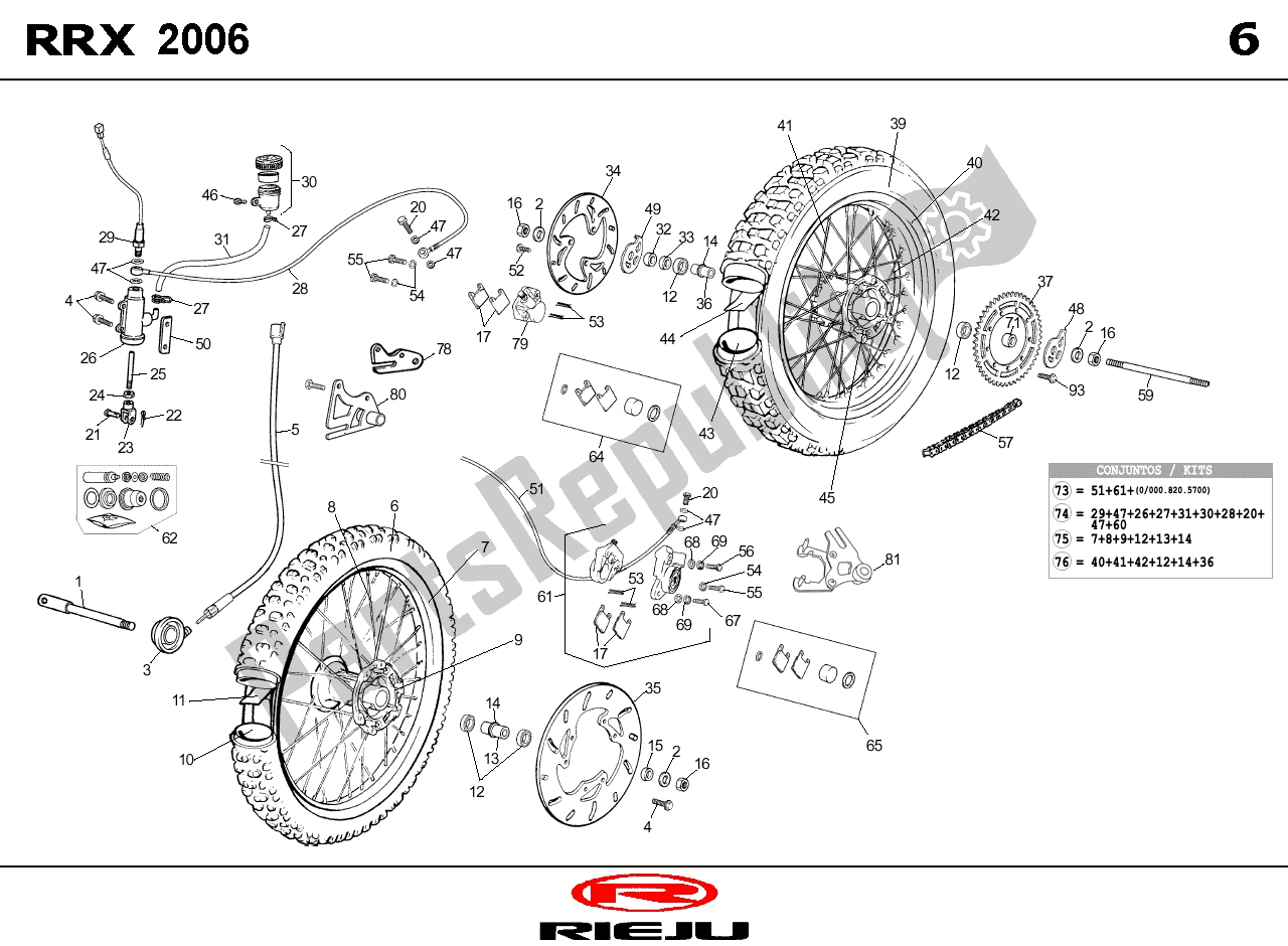 Todas as partes de Voor/achterwiel do Rieju RRX Rood Spec 08 50 2008