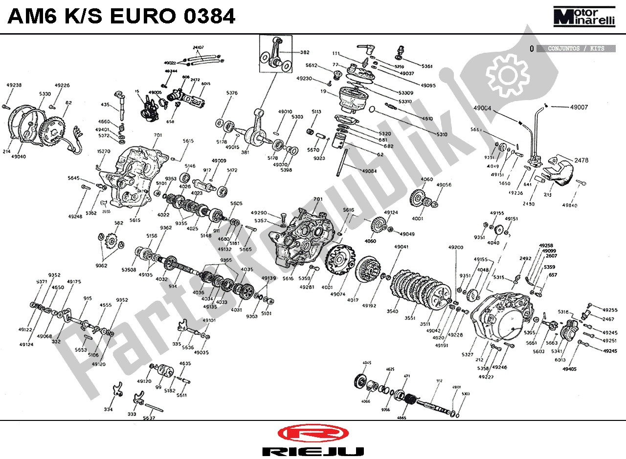 Alle onderdelen voor de Motor van de Rieju RRX WIT 09 50 2009