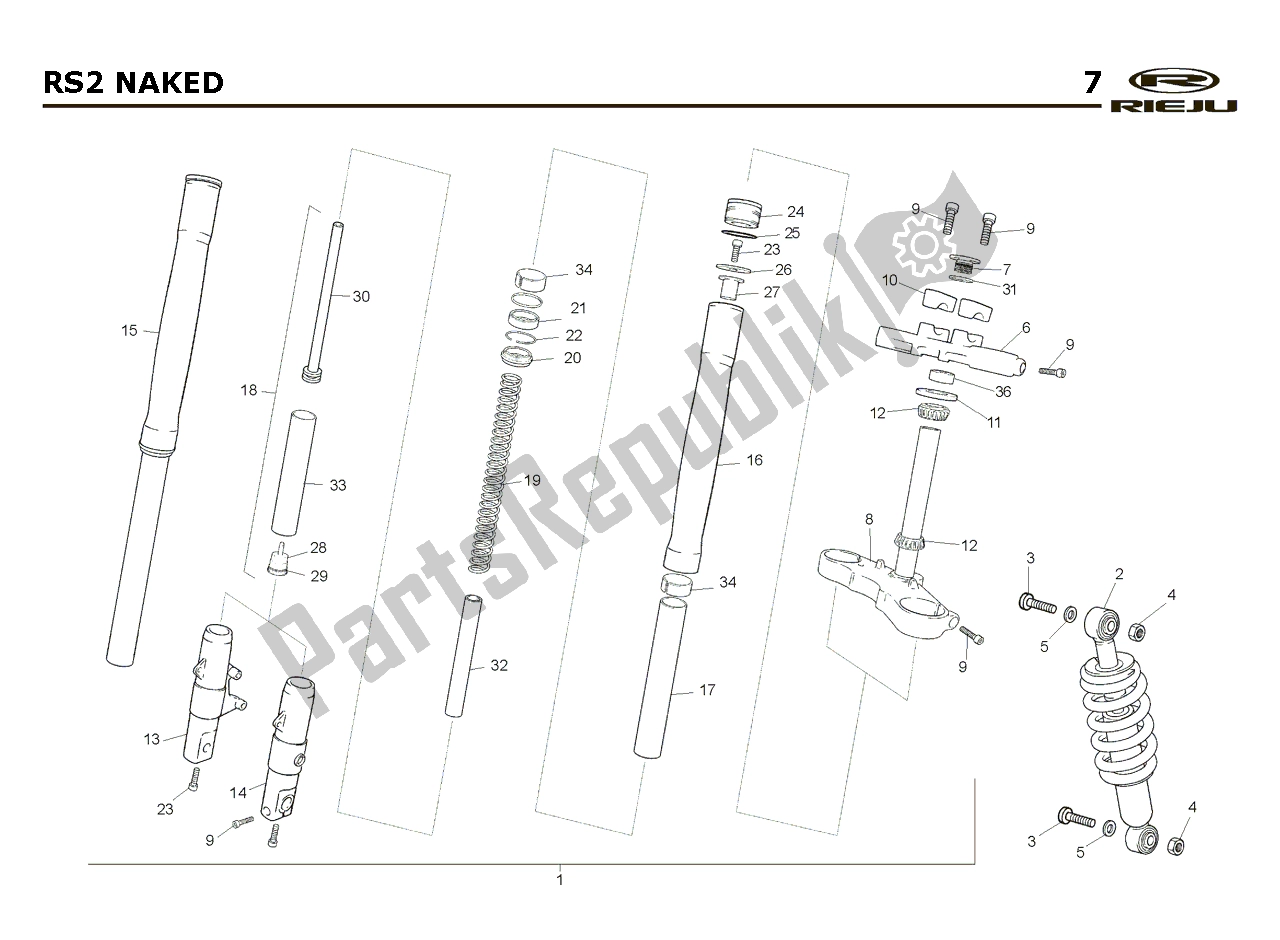 Tutte le parti per il Veering 1 del Rieju RS2 NKD Rood 09 50 2009