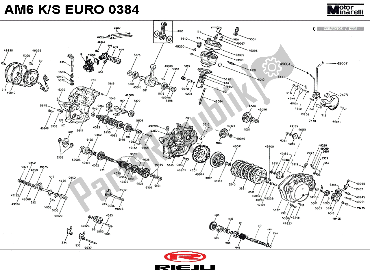 Alle onderdelen voor de Motor van de Rieju RS2 PRO Zwart 09 50 2009