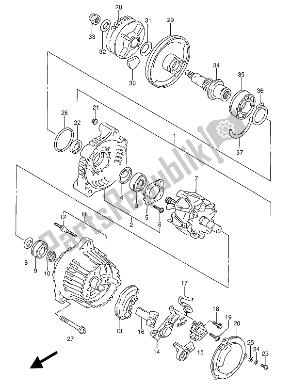 Todas las partes para Alternador de Suzuki RF 600 RU 1993