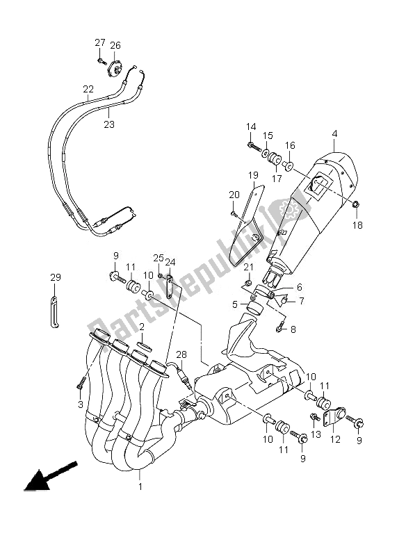 Alle onderdelen voor de Geluiddemper van de Suzuki GSX R 750 2010