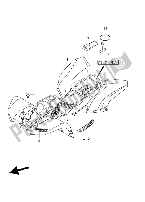 All parts for the Frame Center Cover (lt-z50z) of the Suzuki LT Z 50 4T Quadsport 2010