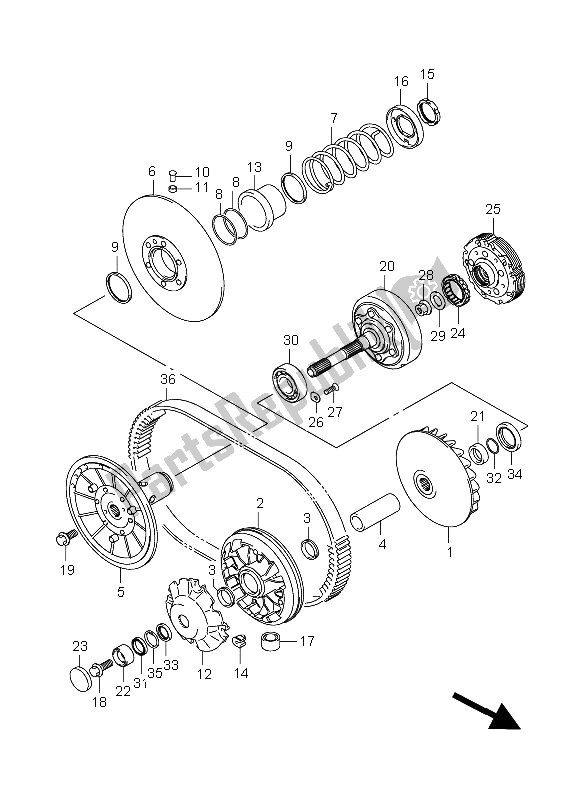 All parts for the Transmission (1) of the Suzuki LT A 450 XZ Kingquad 4X4 2009