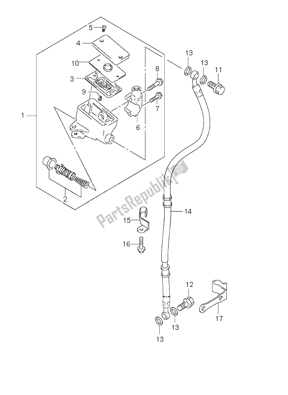 All parts for the Front Master Cylinder of the Suzuki VL 250 Intruder 2004