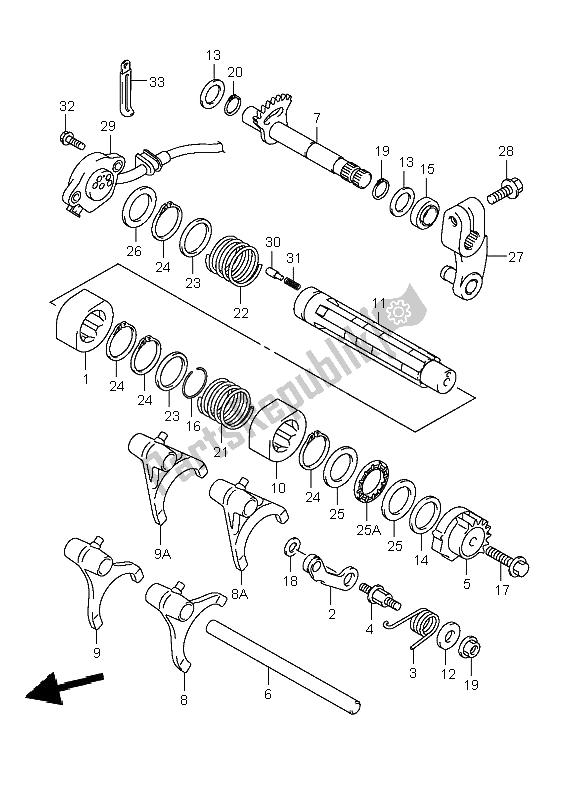 All parts for the Gear Shifting of the Suzuki LT A 400 Eiger 4X2 2005