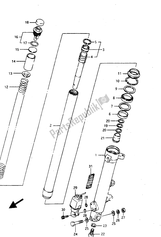 Toutes les pièces pour le Amortisseur Avant Droit du Suzuki GSX R 750R 1986