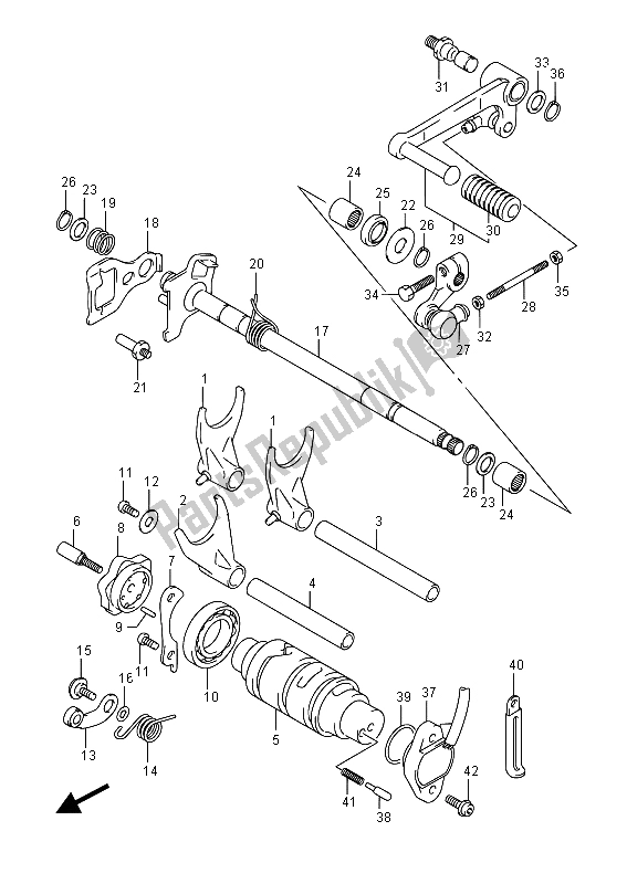 All parts for the Gear Shifting of the Suzuki GW 250 Inazuma 2015