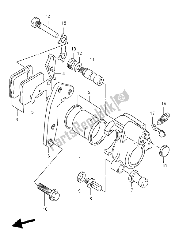 All parts for the Front Caliper of the Suzuki DR 125 SE 2000