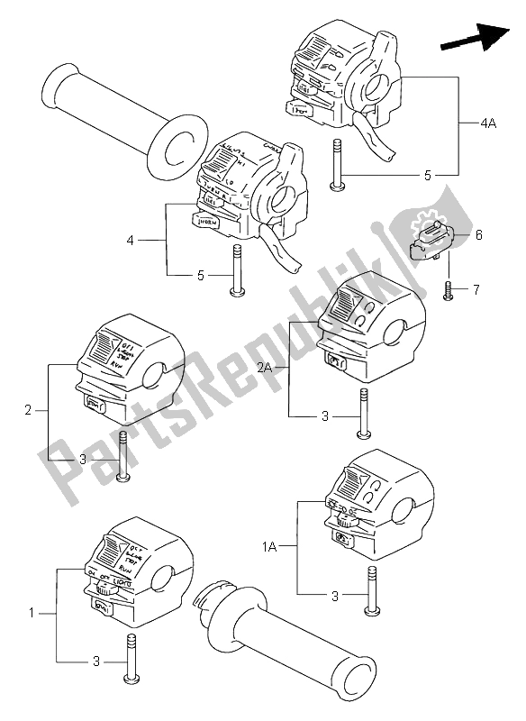 Tutte le parti per il Interruttore Maniglia del Suzuki RF 900R 1996