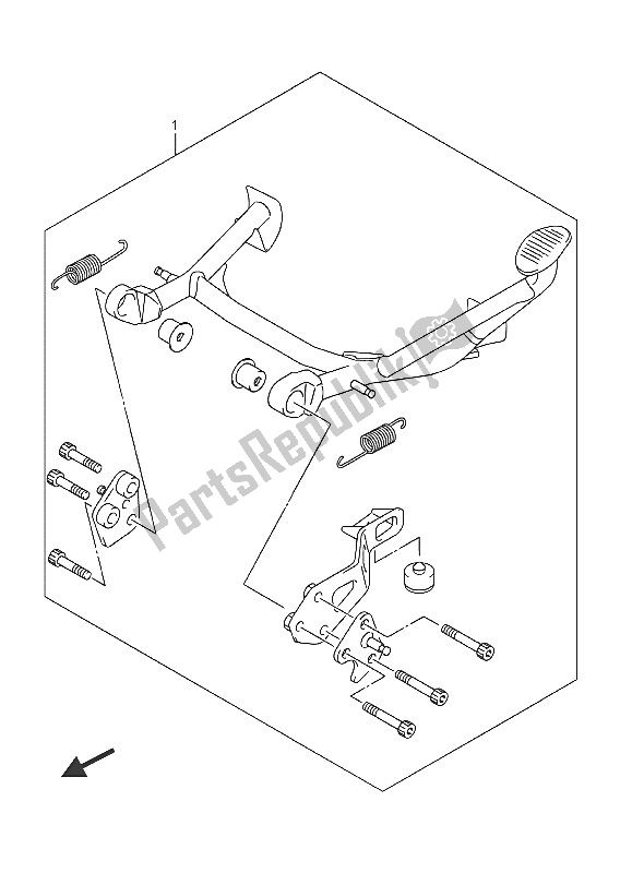 All parts for the Optional (center Stand Set) of the Suzuki DL 1000A V Strom 2016