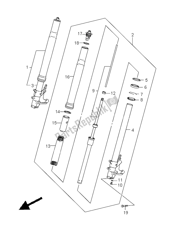Tutte le parti per il Ammortizzatore Forcella Anteriore del Suzuki GSX 1300R Hayabusa 2009