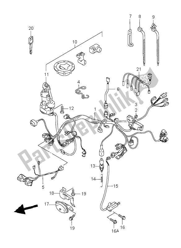 All parts for the Wiring Harness of the Suzuki GSX 750F 1998