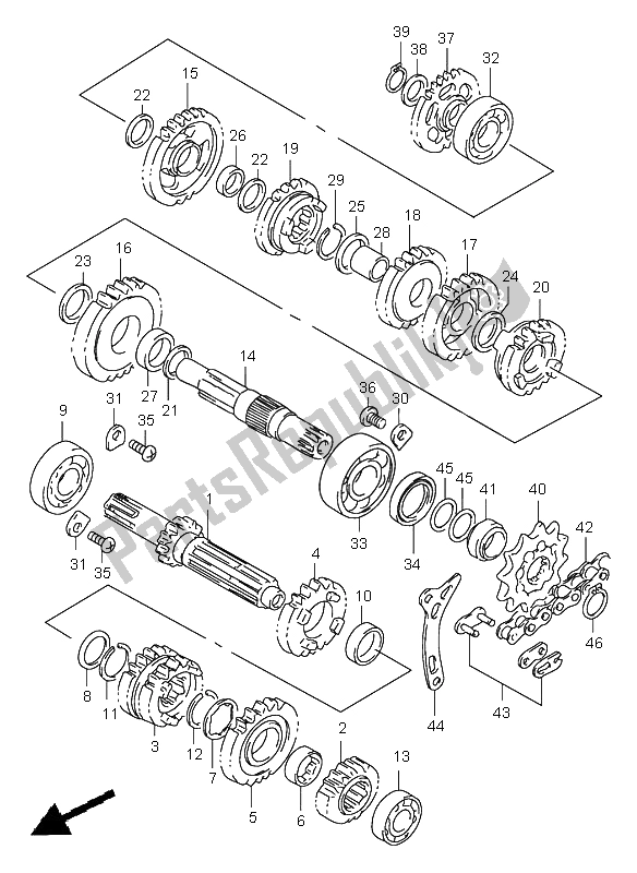 All parts for the Transmission of the Suzuki RM 125 1998