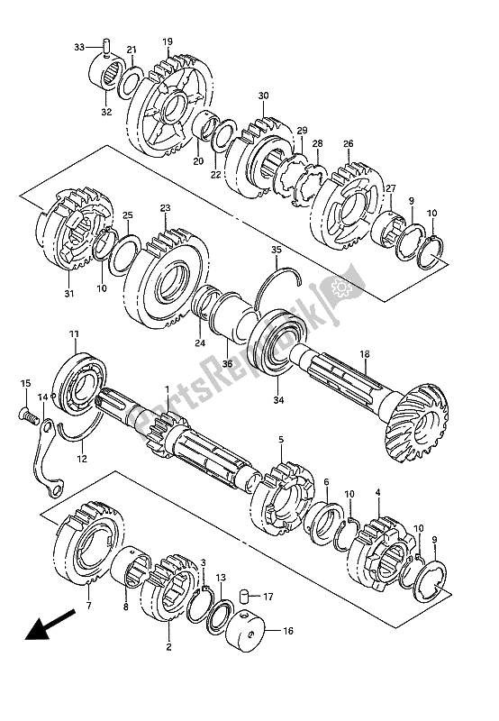 Toutes les pièces pour le Transmission du Suzuki GSX 1100G 1991