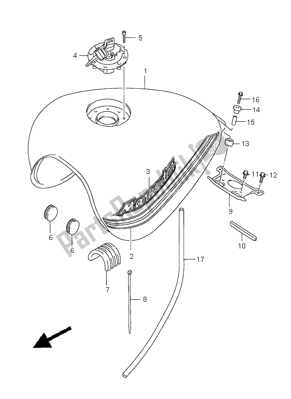 All parts for the Fuel Tank of the Suzuki VZ 800 Marauder 2002