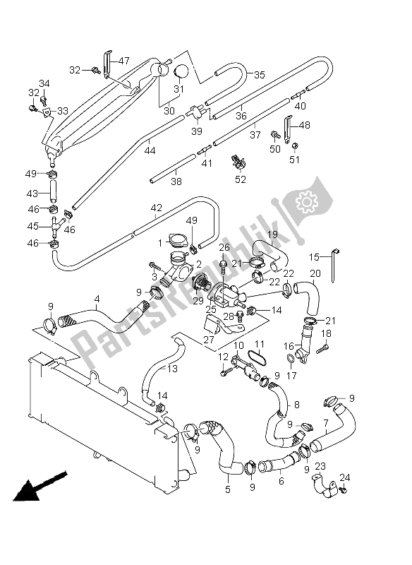 Tutte le parti per il Tubo Del Radiatore del Suzuki GSX 650 FA 2009