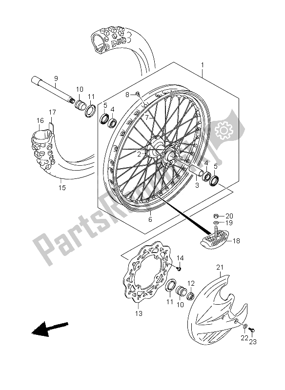 Todas as partes de Roda Da Frente do Suzuki RM Z 250 2008