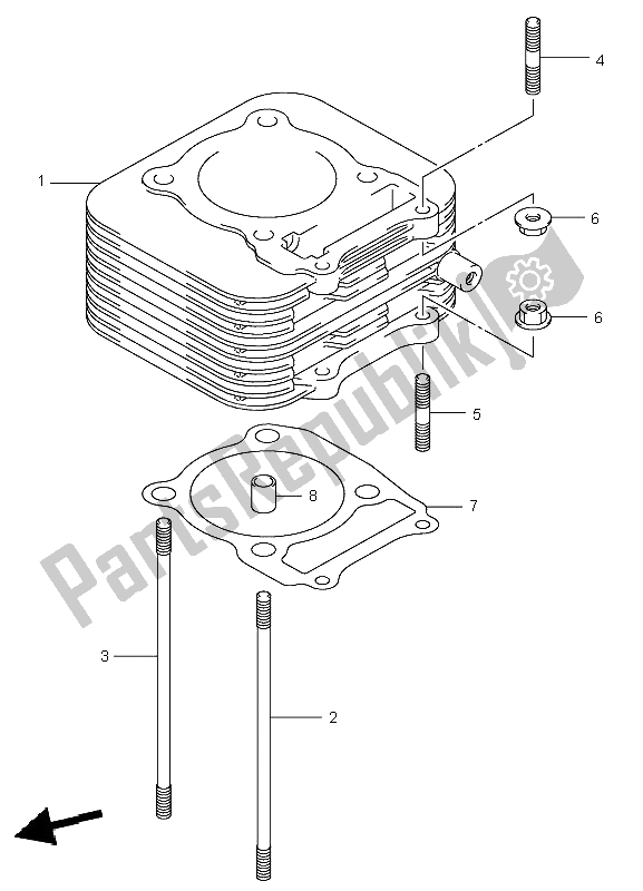 All parts for the Cylinder of the Suzuki LT F 250 Ozark 2003