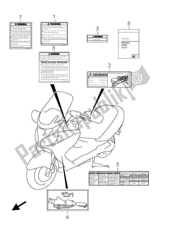 All parts for the Label (an650a E19) of the Suzuki AN 650A Burgman Executive 2012