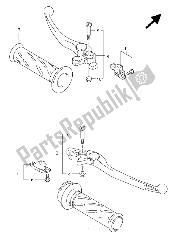 Tutte le parti per il Leva Maniglia (sv1000-u1-u2) del Suzuki SV 1000 NS 2005