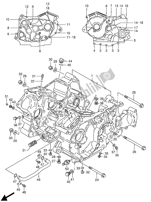 All parts for the Crankcase of the Suzuki VS 800 GL Intruder 1992