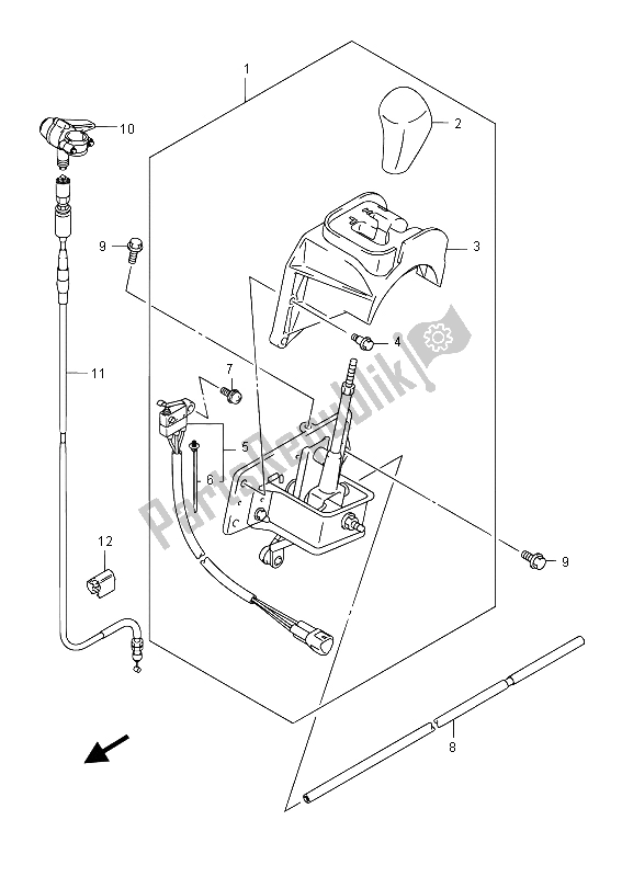 All parts for the Shift Lever of the Suzuki LT F 400F Kingquad FSI 4X4 2015