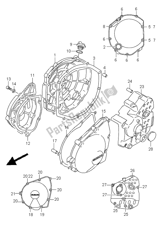 Tutte le parti per il Coperchio Del Carter del Suzuki GSF 650 Nsnasa Bandit 2005