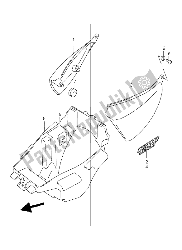 All parts for the Frame Cover of the Suzuki GSX 1200 Inazuma 1999