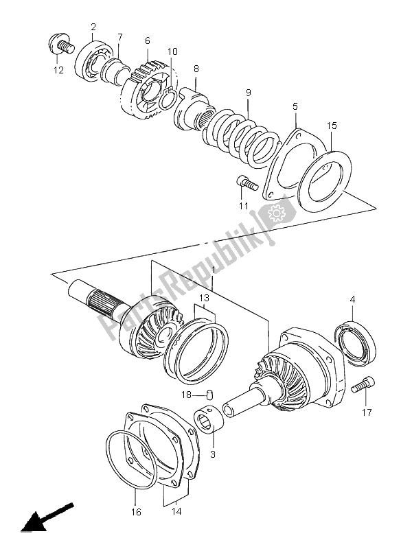 All parts for the Secondary Drive Gear of the Suzuki VS 1400 Intruder 1998