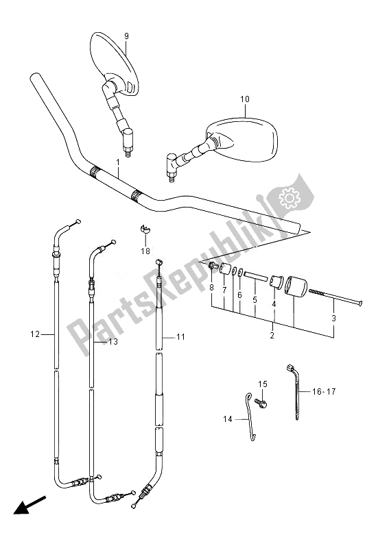 All parts for the Handlebar of the Suzuki VZ 800 Intruder 2014