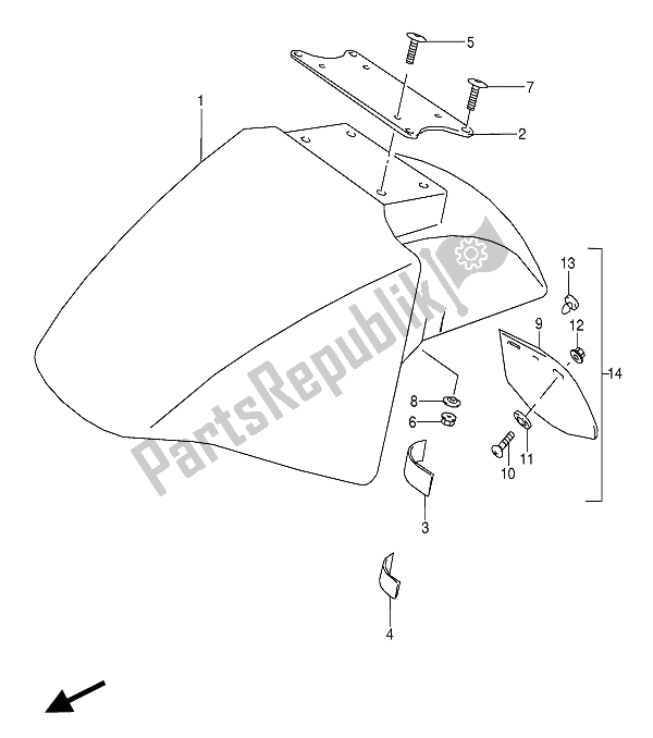 Tutte le parti per il Parafango Anteriore del Suzuki GSX 600 FUU2 1994