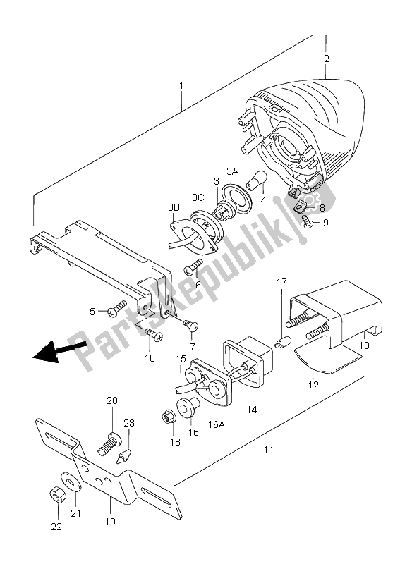 Tutte le parti per il Lampada Di Coda del Suzuki GSX 750F 1998