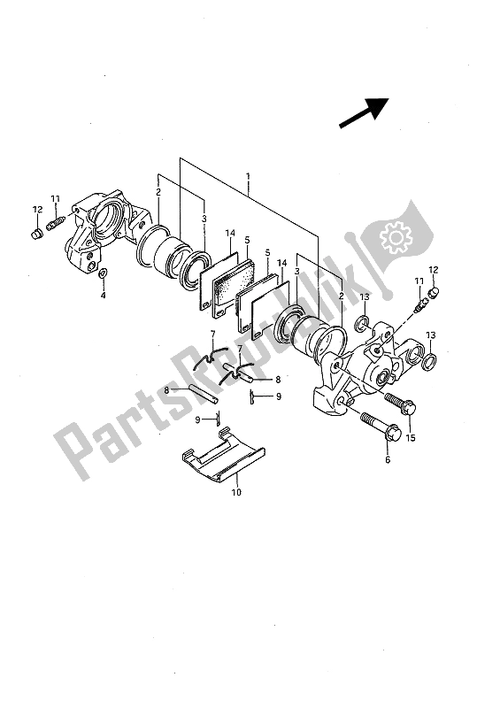 All parts for the Rear Caliper of the Suzuki GSX R 750 1991