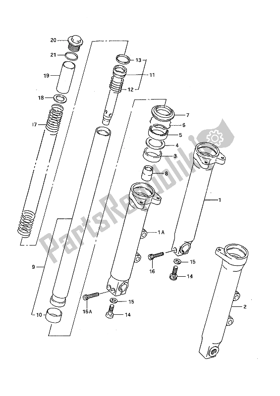 All parts for the Front Damper of the Suzuki GSF 400 Bandit 1991