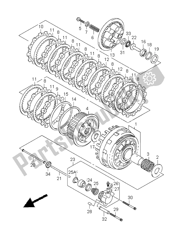 All parts for the Clutch of the Suzuki DL 1000 V Strom 2002