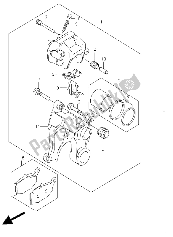 Toutes les pièces pour le étrier Arrière du Suzuki GSX 1300R Hayabusa 2009