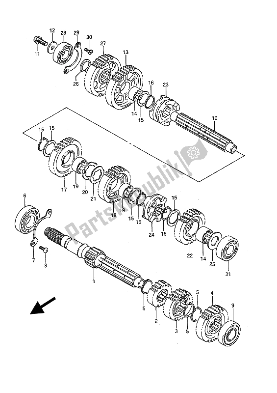 Toutes les pièces pour le Transmission du Suzuki VS 1400 Glpf Intruder 1987