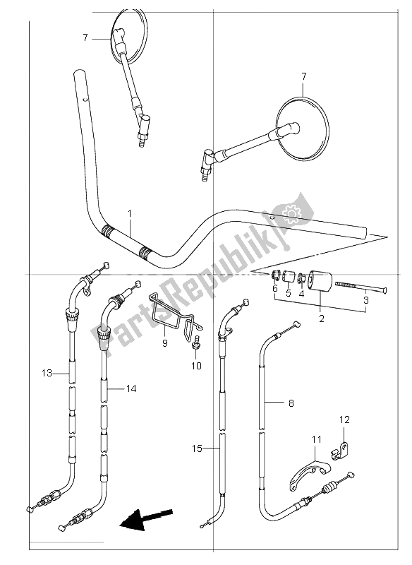 All parts for the Handle Bar of the Suzuki VL 250 Intruder 2004