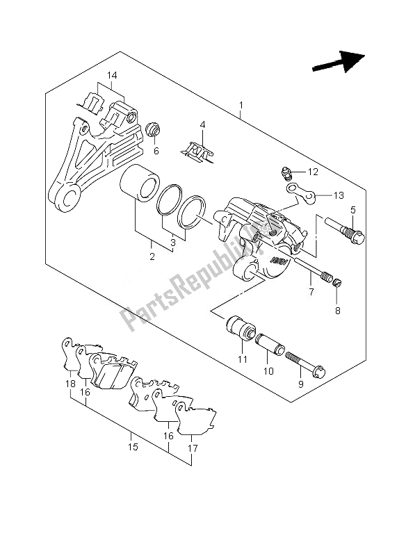 Todas las partes para Pinza Trasera de Suzuki DL 1000 V Strom 2007